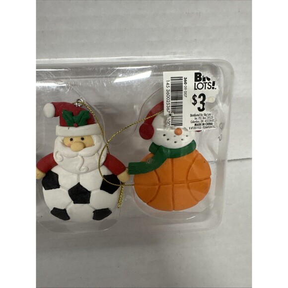 Lot Of 4 Sports Christmas Tree Ornaments Basketball Football Baseball Soccer - Picture 4 of 9